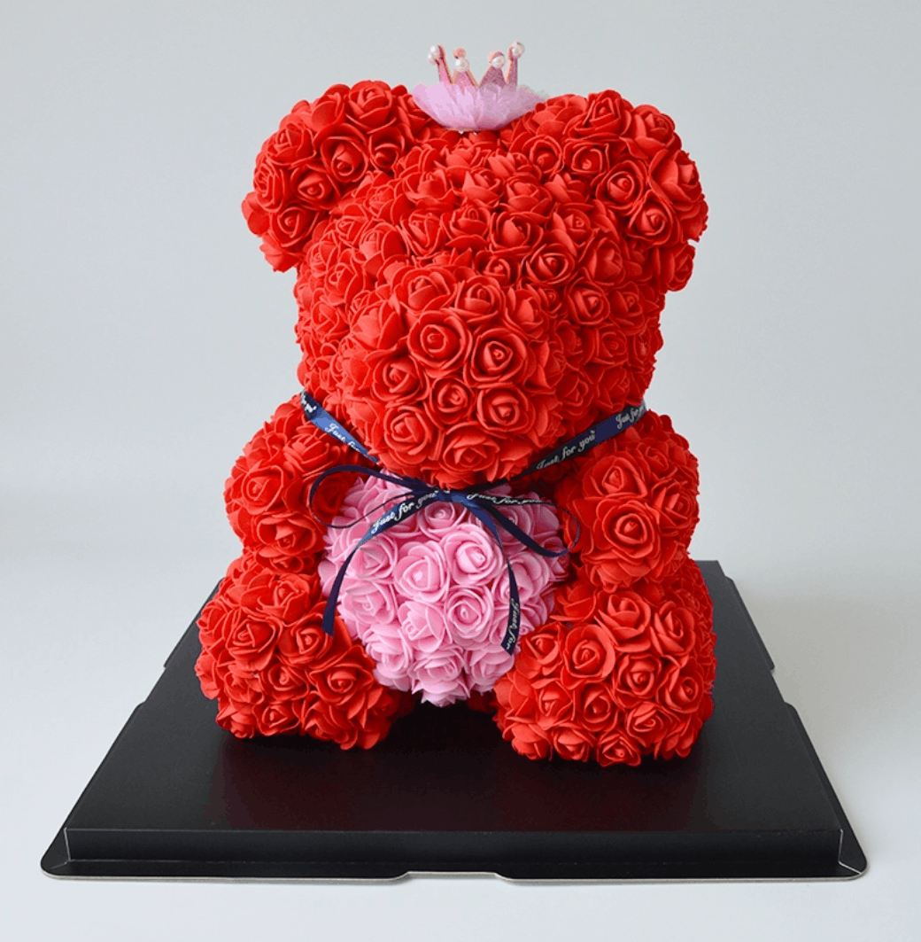 rose bear with crown