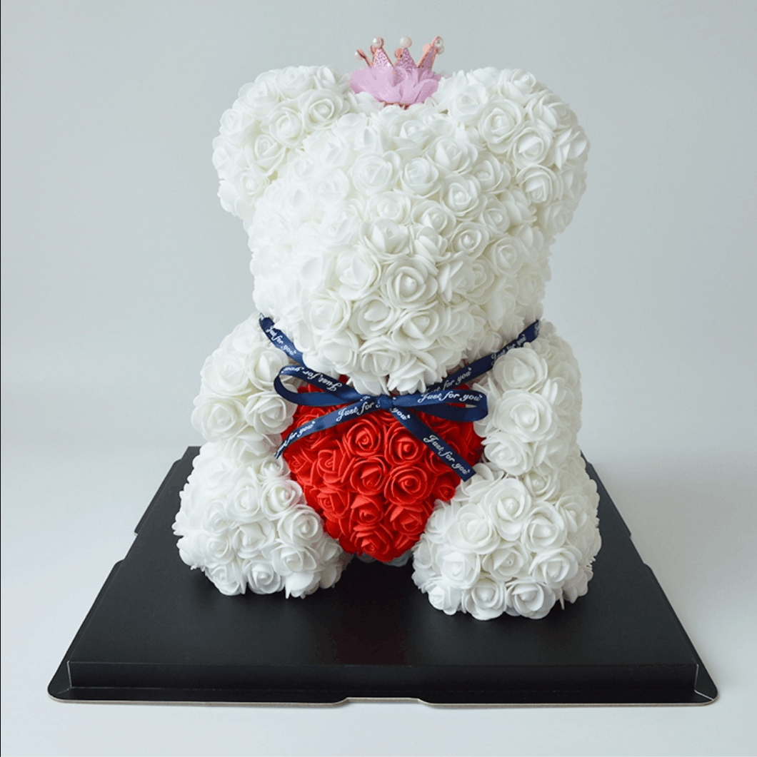rose bear with crown