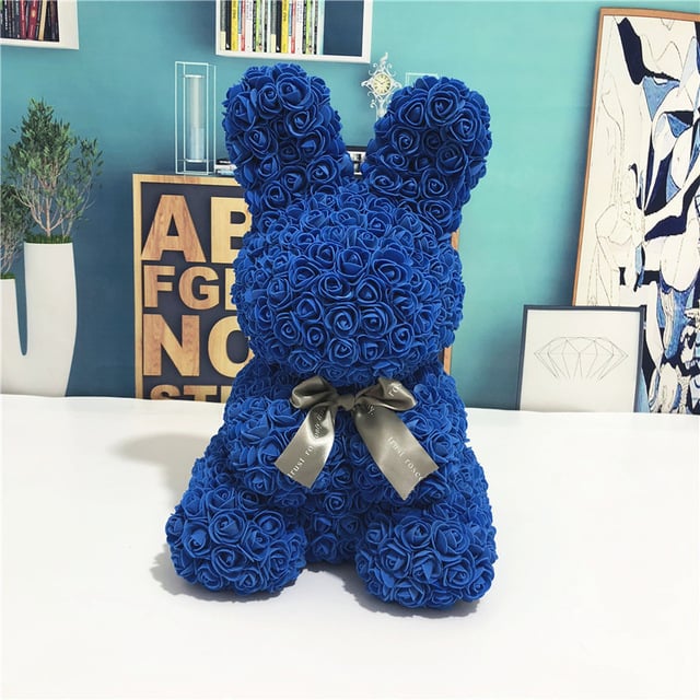 rose teddy bear blue