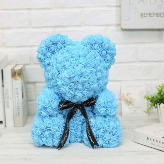 rose teddy bear blue