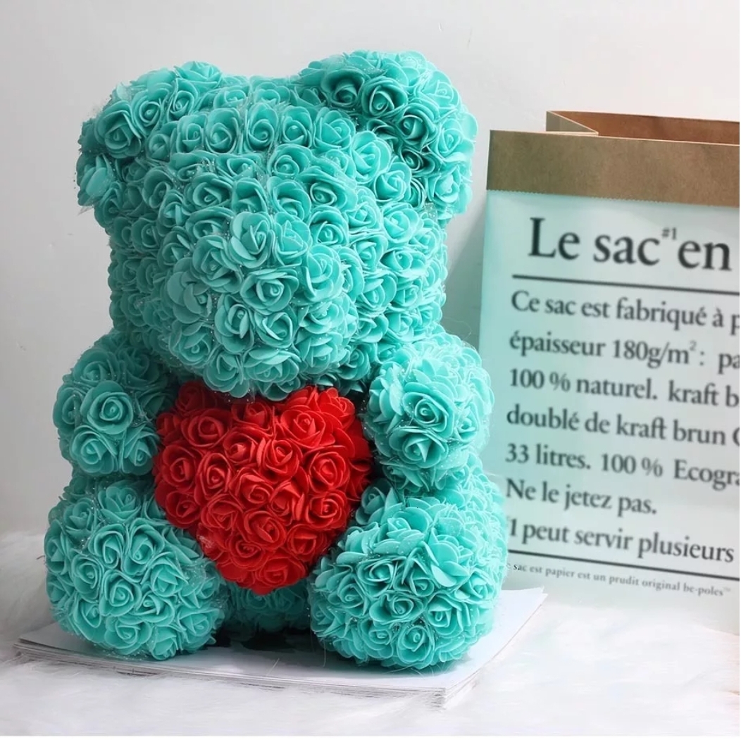 tiffany blue rose teddy bear